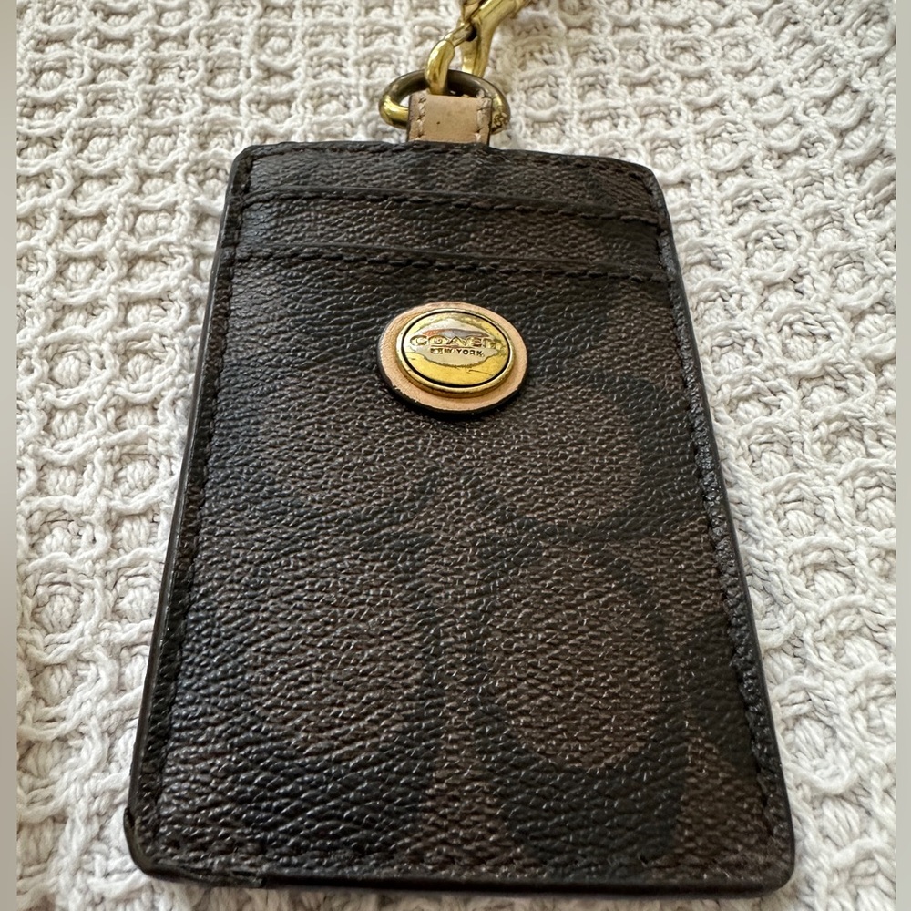 Coach Brown Leather Lanyard/ID Holder - Picture 2 of 5
